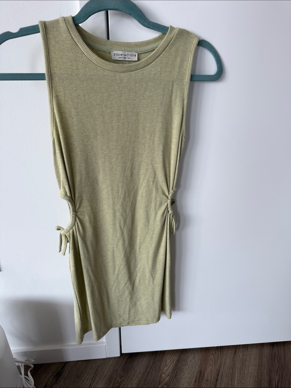 Paper Crane Olive Side-Tie Ribbed Tank